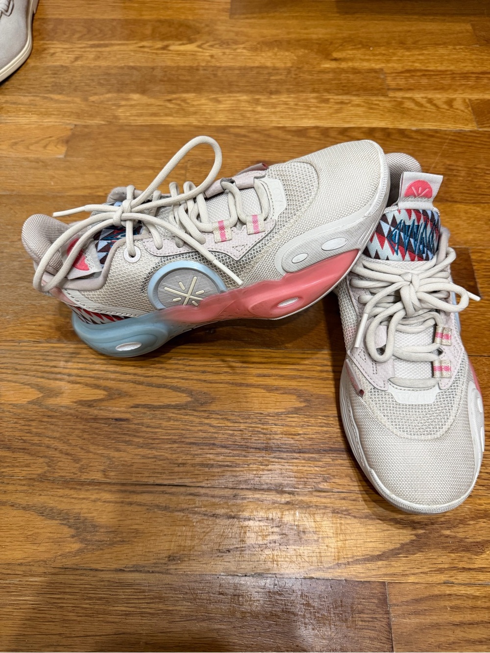 Men’s Way of Wade  Light Beige Sneakers with Pink & Blue - Casual Athletic Shoes
